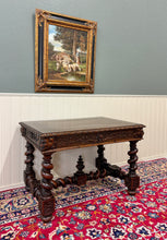 Load image into Gallery viewer, Antique French Henri II Style Writing Desk Barley Twist Carved Walnut 19th C