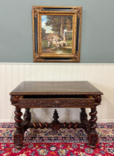 Load image into Gallery viewer, Antique French Henri II Style Writing Desk Barley Twist Carved Walnut 19th C