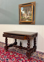 Load image into Gallery viewer, Antique French Henri II Style Writing Desk Barley Twist Carved Walnut 19th C