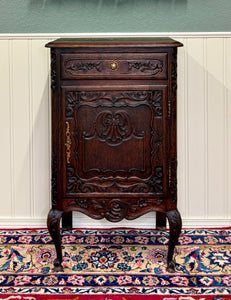Antique French Louis XV Nightstand Cabinet Storage Drawer Oak 1 of 2 c. 1920s