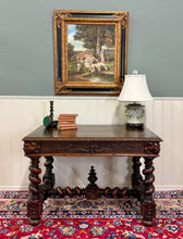 Load image into Gallery viewer, Antique French Henri II Style Writing Desk Barley Twist Carved Walnut 19th C