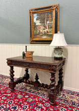 Load image into Gallery viewer, Antique French Henri II Style Writing Desk Barley Twist Carved Walnut 19th C