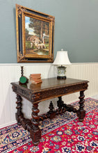 Load image into Gallery viewer, Antique French Henri II Style Writing Desk Barley Twist Carved Walnut 19th C