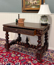 Load image into Gallery viewer, Antique French Henri II Style Writing Desk Barley Twist Carved Walnut 19th C