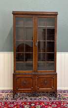 Load image into Gallery viewer, Antique English Jacobean Bookcase Bookshelf Cabinet Double Door Oak c.1930s
