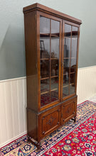 Load image into Gallery viewer, Antique English Jacobean Bookcase Bookshelf Cabinet Double Door Oak c.1930s