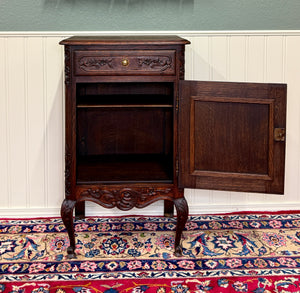 Antique French Louis XV Nightstand Cabinet Storage Drawer Oak 1 of 2 c. 1920s
