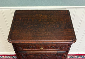 Antique French Louis XV Nightstand Cabinet Storage Drawer Oak 1 of 2 c. 1920s