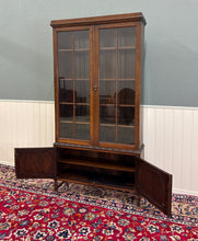 Load image into Gallery viewer, Antique English Jacobean Bookcase Bookshelf Cabinet Double Door Oak c.1930s