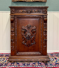 Load image into Gallery viewer, Antique French Jam Cabinet Cupboard Bookcase Storage Drawer Carved Oak 19th C