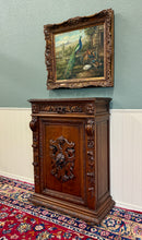 Load image into Gallery viewer, Antique French Jam Cabinet Cupboard Bookcase Storage Drawer Carved Oak 19th C