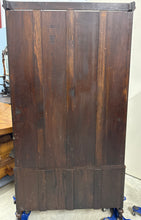 Load image into Gallery viewer, Antique English Jacobean Bookcase Bookshelf Cabinet Double Door Oak c.1930s