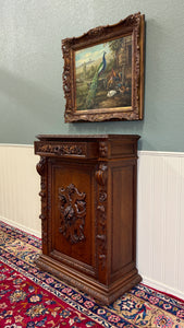Antique French Jam Cabinet Cupboard Bookcase Storage Drawer Carved Oak 19th C