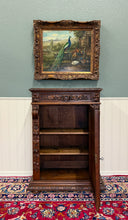 Load image into Gallery viewer, Antique French Jam Cabinet Cupboard Bookcase Storage Drawer Carved Oak 19th C