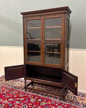 Load image into Gallery viewer, Antique English Bookcase Bookshelf Cabinet Double Door Barley Twist Oak c.1930s