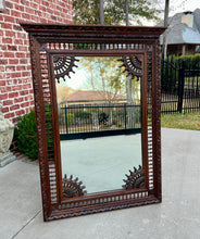 Load image into Gallery viewer, Antique French Breton Mirror Over Mantel Mirror Rectangular Oak Large 19th C