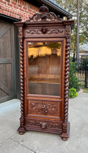 Load image into Gallery viewer, Antique French Bookcase Cabinet Display Barley Twist Scholars Carved Oak 19th C