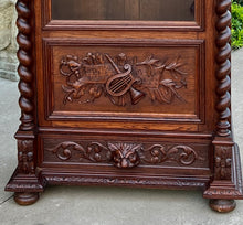 Load image into Gallery viewer, Antique French Bookcase Cabinet Display Barley Twist Scholars Carved Oak 19th C