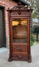 Load image into Gallery viewer, Antique French Bookcase Cabinet Display Barley Twist Scholars Carved Oak 19th C