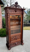 Load image into Gallery viewer, Antique French Bookcase Cabinet Display Barley Twist Scholars Carved Oak 19th C