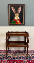 Load image into Gallery viewer, Antique English Trolley Tea Cart Pastry Cocktail Bar Cart Tray Tudor Oak 1930s 2