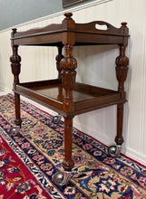 Load image into Gallery viewer, Antique English Trolley Tea Cart Pastry Cocktail Bar Cart Tray Tudor Oak 1930s 2