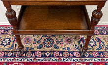 Load image into Gallery viewer, Antique English Trolley Tea Cart Pastry Cocktail Bar Cart Tray Tudor Oak 1930s 2