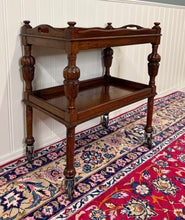 Load image into Gallery viewer, Antique English Trolley Tea Cart Pastry Cocktail Bar Cart Tray Tudor Oak 1930s 2