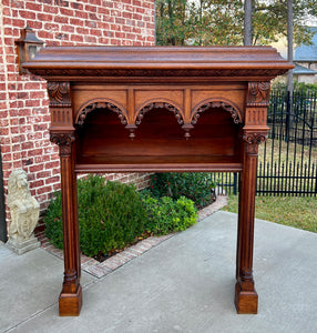 Antique French Fireplace Mantel Surround Renaissance Revival Carved Oak