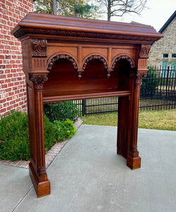 Antique French Fireplace Mantel Surround Renaissance Revival Carved Oak