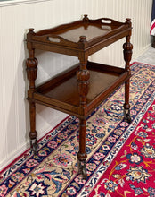 Load image into Gallery viewer, Antique English Trolley Tea Cart Pastry Cocktail Bar Cart Tray Tudor Oak 1930s 2