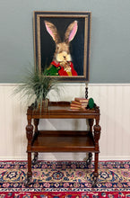 Load image into Gallery viewer, Antique English Trolley Tea Cart Pastry Cocktail Bar Cart Tray Tudor Oak 1930s 2