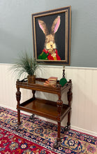 Load image into Gallery viewer, Antique English Trolley Tea Cart Pastry Cocktail Bar Cart Tray Tudor Oak 1930s 2