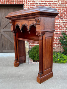 Antique French Fireplace Mantel Surround Renaissance Revival Carved Oak