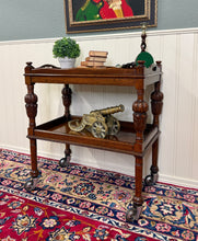 Load image into Gallery viewer, Antique English Trolley Tea Cart Pastry Cocktail Bar Cart Tray Tudor Oak 1930s 2