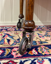 Load image into Gallery viewer, Antique English Trolley Tea Cart Pastry Cocktail Bar Cart Tray Tudor Oak 1930s 2