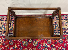 Load image into Gallery viewer, Antique English Trolley Tea Cart Pastry Cocktail Bar Cart Tray Tudor Oak 1930s 2