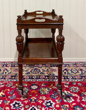 Load image into Gallery viewer, Antique English Trolley Tea Cart Pastry Cocktail Bar Cart Tray Tudor Oak 1930s 2