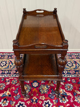 Load image into Gallery viewer, Antique English Trolley Tea Cart Pastry Cocktail Bar Cart Tray Tudor Oak 1930s 2