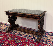 Load image into Gallery viewer, Antique French Coffee Table Bench Window Seat Marble Top Oak Renaissance Revival