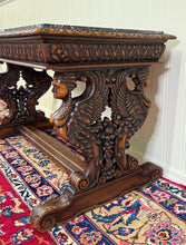 Load image into Gallery viewer, Antique French Coffee Table Bench Window Seat Marble Top Oak Renaissance Revival