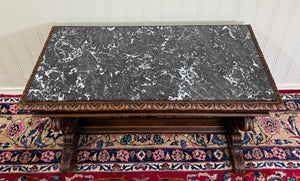 Antique French Coffee Table Bench Window Seat Marble Top Oak Renaissance Revival