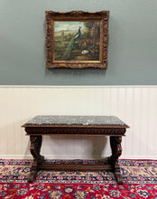 Load image into Gallery viewer, Antique French Coffee Table Bench Window Seat Marble Top Oak Renaissance Revival