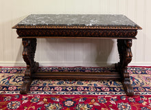 Load image into Gallery viewer, Antique French Coffee Table Bench Window Seat Marble Top Oak Renaissance Revival