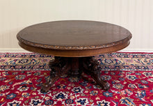 Load image into Gallery viewer, Antique French Black Forest Hunt Coffee Table OVAL Carved Griffins Oak 19th C