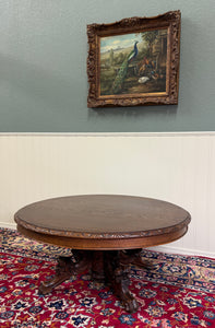 Antique French Black Forest Hunt Coffee Table OVAL Carved Griffins Oak 19th C