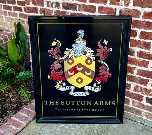 Vintage English Pub Sign Metal Double Sided Sutton Arms Traditional Free House