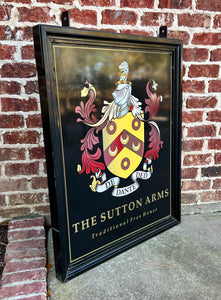 Vintage English Pub Sign Metal Double Sided Sutton Arms Traditional Free House