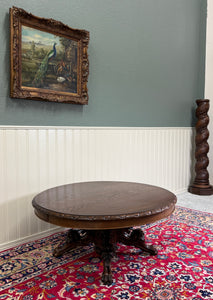 Antique French Black Forest Hunt Coffee Table OVAL Carved Griffins Oak 19th C