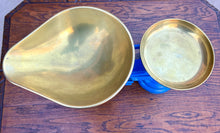 Load image into Gallery viewer, Antique English Shop Scale 7 Graduated Weights With Brass Pans Blue